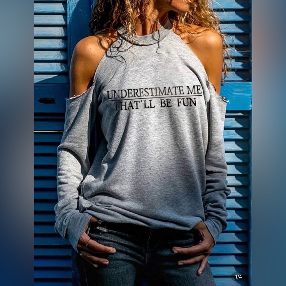 Women’s Graphic Cold Shoulder Long Sleeve Top Size Large